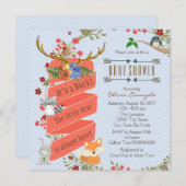 ウッドランドディアベビーシャワー 招待状 (正面/裏面)