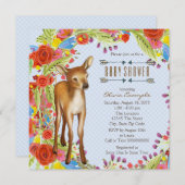 ウッドランドディアベビーシャワー 招待状 (正面/裏面)