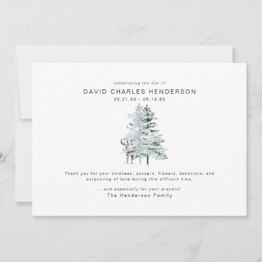 ウッドランドディアベレービデンス葬式 サンキューカード (正面)