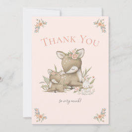 ウッドランドディアボホガールベビーシャワーありがとう サンキューカード
