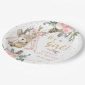 ウッドランドディアボホトライバルガールベビーシャワーラウンド ペーパープレート (アングル)