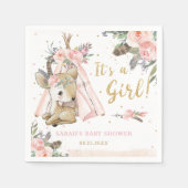 ウッドランドディアボホトライバルガールベビーシャワー スタンダードカクテルナプキン (正面)