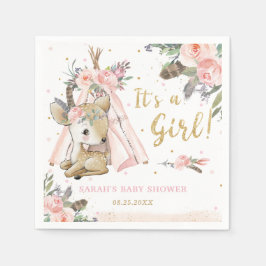 ウッドランドディアボホトライバルガールベビーシャワー スタンダードカクテルナプキン