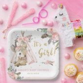 ウッドランドディアボホトライバルガールベビーシャワー ペーパープレート (パーティー)