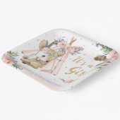 ウッドランドディアボホトライバルガールベビーシャワー ペーパープレート (傾斜あり)