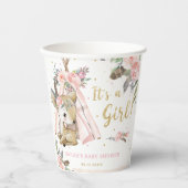 ウッドランドディアボホトライバルガールベビーシャワー 紙コップ (正面)