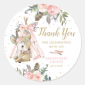 ウッドランドディアボホトライバルベビーブシャワー誕生日 ラウンドシール (正面)