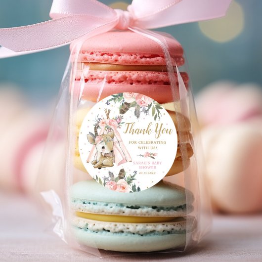 ウッドランドディアボホトライバルベビーブシャワー誕生日 ラウンドシール