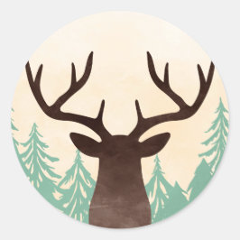 ウッドランドディアミントグリーンブラウン封筒用シール ラウンドシール