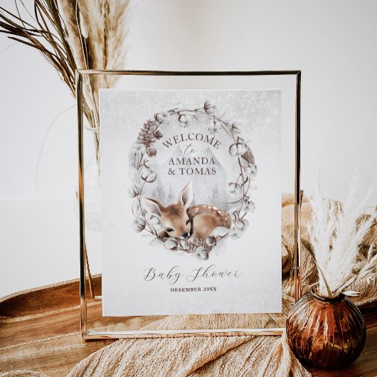 ウッドランドディアーウィンターベイビーシャワーへようこそ ポスター