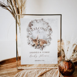 ウッドランドディアーウィンターベイビーシャワーへようこそ ポスター