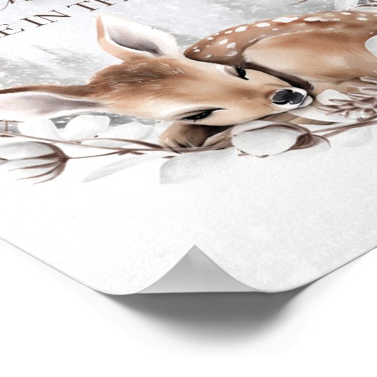 ウッドランドディアーウィンターベイビーシャワー推測ゲーム ポスター (角)