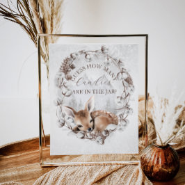 ウッドランドディアーウィンターベイビーシャワー推測ゲーム ポスター