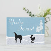 ウッドランドディアーウィンターベビーシャワー招待状 招待状 (スタンド正面)