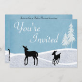 ウッドランドディアーウィンターベビーシャワー招待状 招待状 (正面/裏面)