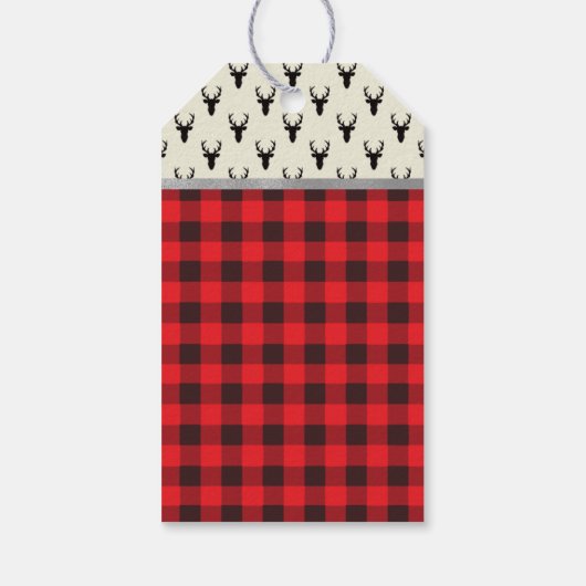 ウッドランドディアーサンキューラベル、〔雄ジカの〕枝角、ベビーシャワー ギフトタグ (裏面)