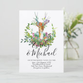 ウッドランドディアー図解入りの、写真付きの結婚式招待状クラフト 招待状 (スタンド正面)