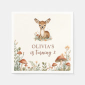ウッドランドディアー誕生日ナプキンス | 森素朴林 スタンダードカクテルナプキン (正面)