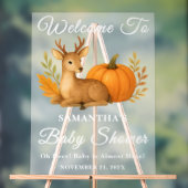 ウッドランドディアー&カボチャ秋ベビーシャワーウェルカム アクリルサイン (ニュートラル)