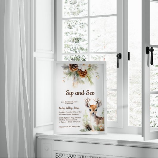ウッドランドディアsipとシーベイビーシャワー招待状 招待状