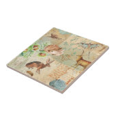 ウッドランドデカップフォレスト野生動物の鹿、ウサギ タイル (側面)