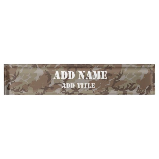 ウッドランドデザート軍隊カモフラージュ デスクネームプレート (正面)