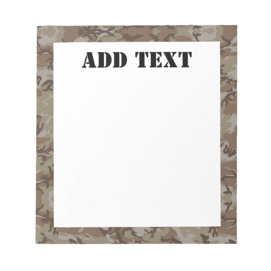 ウッドランドデザート軍隊カモフラージュ ノートパッド (正面)