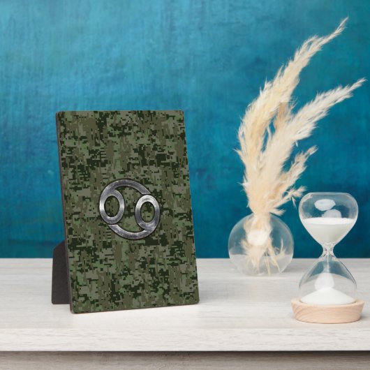 ウッドランドデジタル〔占星術の〕十二宮図上のがん迷彩柄 フォトプラーク (側面)