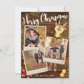 ウッドランドトナカイ | 3枚の写真のクリパーソナライズされたスマス シーズンカード (正面)