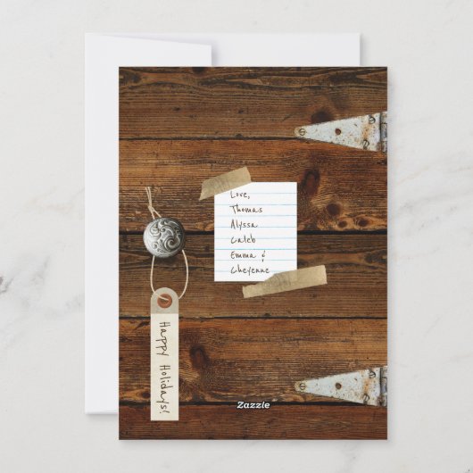 ウッドランドトナカイ | 3枚の写真のクリパーソナライズされたスマス シーズンカード (裏面)