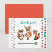 ウッドランドトライバルボホ赤ちゃんシャワーありがとうご注意 サンキューカード (正面/裏面)