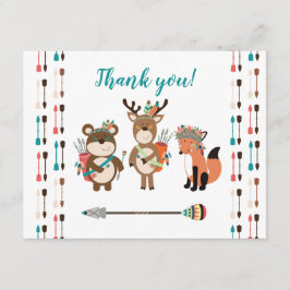 ウッドランドトライバルボホ赤ちゃんシャワーありがとうご注意 サンキューカード