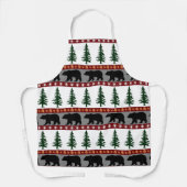 ウッドランドトレイル熊と松の木 – キャビンライフ エプロン (正面)