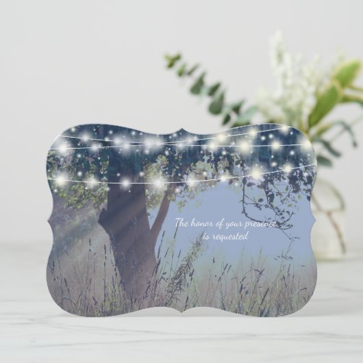 ウッドランドトワイライトフェアリーライトズ結婚式招待状 招待状 (スタンド正面)