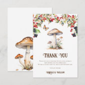 ウッドランドトースツール&キノコ秋ベビーシャワー サンキューカード (正面/裏面)