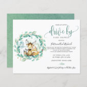 ウッドランドドライブバイベビーシャワー予算招待状 (正面/裏面)