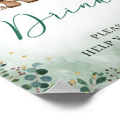 ウッドランドドリンクのサイン赤ちゃんシャワー森林動物 ポスター (角)