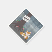 ウッドランドナイトキツネガールベビーシャワー スタンダードカクテルナプキン (角)