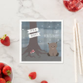 ウッドランドナイトベアーボーイ赤ちゃんシャワー スタンダードカクテルナプキン (インサイチュ)