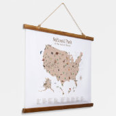 ウッドランドナショナルパークマップ子供部屋デコール 吊り下げ型タペストリー (傾斜あり)