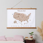 ウッドランドナショナルパークマップ子供部屋デコール 吊り下げ型タペストリー (寝室)