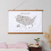 ウッドランドナショナルパークマップ子供部屋デコール 吊り下げ型タペストリー (寝室)