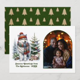 ウッドランドハスキーのあったかノルディック森のクリスマスマジック シーズンカード