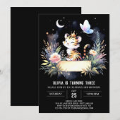 ウッドランドハッピータイガー誕生日 招待状 (正面/裏面)