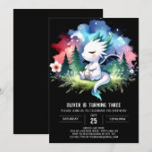 ウッドランドハッピードラゴン誕生日 招待状 (正面/裏面)