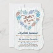 ウッドランドハート男の赤ちゃんシャワー招待状 招待状 (正面)