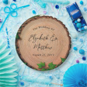 ウッドランドハーモニー:木のスライスとグリーンウェディング ペーパープレート (パーティー)