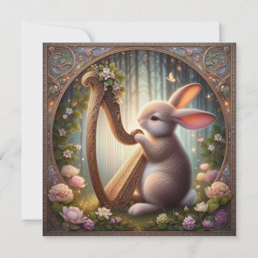 ウッドランドバニーアールヌーボーフレームイースター シーズンカード (正面)