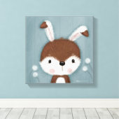 ウッドランドバニーポートレート キャンバスプリント (インサイチュ (ウッドフロア))