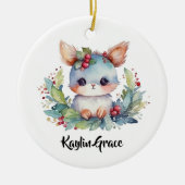 ウッドランドバニーラバパーソナライズされたス セラミックオーナメント (正面)